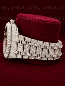 Luxury Moissanite Diamond <b>Watch</b> for Men Full Iced Out Automatic <b>Watch</b> <b>Black</b> Waffle Dial Stainless Steel Bracelet Wristwatch - Product Image 3