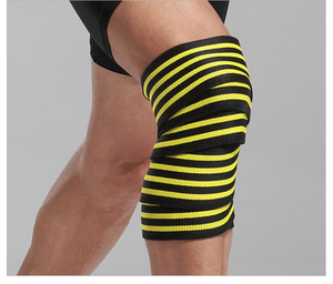 Breathable Knitted <b>Knee</b> <b>Wraps</b> Black and Blue Striped Universal Fit Pull-On Compression Support for Elbow Protection - Product Image 5