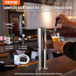 Dispensador de cerveza de un solo grifo de acero inoxidable con torre, regulador CGA320 de doble manómetro, kit de conversión para dispensadores de bebidas - Product Image 2