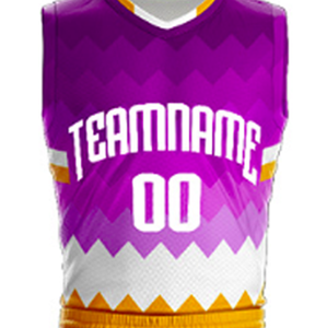 Custom Purple Geometric Basketball Uniform Set Sleeveless Quick Dry Unisex Adult Sublimated Print With Name And Number - Product Image 4
