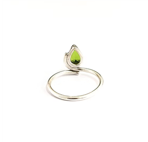 Minimalist 925 Sterling Silver Natural Peridot <b>Ring</b> For Women <b>Dainty</b> Pear Cut Green Gemstone Sleek Band Jewelry - Product Image 4