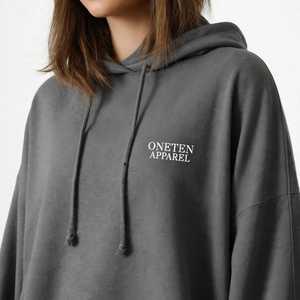 Conjunto Deportivo de Otoño para Mujer, Estampado, Gris, con Capucha, 2 en 1, Sudadera Holgada de Manga Larga y Pantalones Anchos - Product Image 3