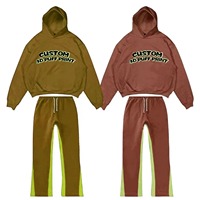 Survêtement streetwear Y2K personnalisé pour homme, sweat à capuche en molleton de coton léger, pantalon évasé 3D pour l'hiver, séchage rapide