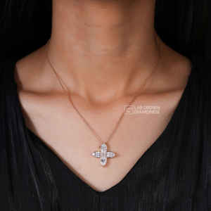 Colgante de Diamante Cultivado en Laboratorio con Corte Marquesa de Lujo, Color Oro Rosa, Calidad EF, Joyería de Diamante Sintético para Mujer, Regalo - Product Image 1