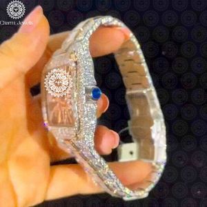 Charm_Jewells Luxury Women's Rectangle <b>Diamond</b> <b>Watch</b> 38mm Analog Quartz Stainless Steel Band Folding Clasp Sapphire Crystal - Product Image 3