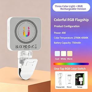 Lampe LED RVB de poche W88 avec clip de fixation, 3 couleurs réglables, mini lumière d'appoint pour TikTok, vlogging et diffusion en direct - Product Image 3