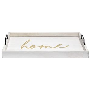 Bandeja Blanca de Diseño Simple y Elegante con Asas de Hierro Negro, Plato Decorativo Portátil, Plato Ecológico de Larga Duración - Product Image 5