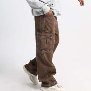Pantalones Vaqueros Cargo Holgados de Pierna Ancha, Lavado Medio, Algodón, Múltiples Bolsillos, Tiro Medio, Ajuste Holgado, Estilo Hip Hop Y2K Streetwear - Product Image 3