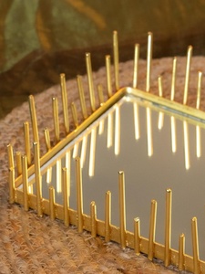 Rectangular Gold Plated <b>Mirror</b> Storage <b>Tray</b> Bohemian Design for Table Organization - Product Image 3