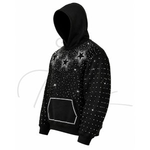 Sudadera con capucha para hombre, estilo urbano, informal, de manga larga, a la moda, para invierno, con pedrería. - Product Image 4