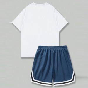 Custom Oversized Graphic <b>T</b> <b>Shirt</b> Shorts Set Heavyweight Cotton Unisex Streetwear OEM Private Label Summer Outfit Ready - Product Image 2