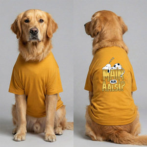 T-shirt en coton premium à col rond pour chien, couleur jaune, design n° Vêtements pour animaux de compagnie doux, confortables et respirants en solde - Product Image 1