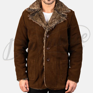 Abrigo de Cuero para Hombre, Color Marrón, con Forro de Piel Sintética de Primera Calidad, Solapa con Muescas, Chaqueta de Cuero Genuino Cálida para Invierno, Estilo Casual - Product Image 3