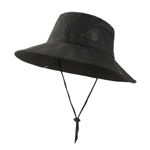 <b>Men</b> Women Wide Brim Bucket <b>Hat</b> Foldable Mesh <b>Sun</b> Visor for Gardening Beach Travel Unisex Summer Safari <b>Hat</b> with Neck Cord - Product Image 1