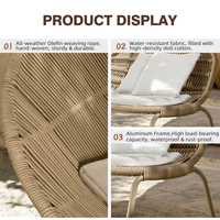 Ensemble de mobilier de jardin moderne et élégant en aluminium et métal, imperméable, comprenant chaise de balcon, canapé d'extérieur, chaise en corde et table à thé