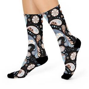 Custom Sublimation Printer <b>Socks</b> With White and <b>Black</b> Design Knitted Cotton Breathable Men's Summer Daily Wear Regular Style - Product Image 3