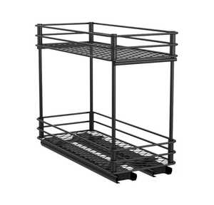2 Tier Chrome <b>Wire</b> Spice <b>Rack</b> Silver Metal Kitchen Storage Organizer Stand with Square Glass Seasoning Jars Set - Product Image 4