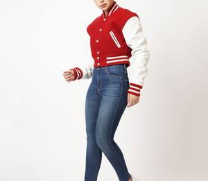 Veste varsity courte pour femme - Veste d'hiver légère en mélange de laine coupe-vent écologique |   Fabricant - Product Image 3