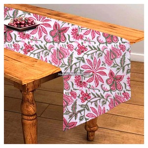 100% Pure Cotton Traditional Hand Block Printed Table <b>Runner</b> Newest Floral Design Low Price Wholesale - Product Image 5
