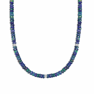 Collier en argent plaqué 925 pour femme avec perles d'opale et pendentif visage de Bouddha, séparateur de perles noires, idéal pour mariage et cadeau de fête - Product Image 3