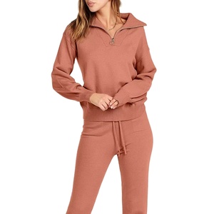 Nuevas llegadas: Conjuntos deportivos transpirables para mujer, conjunto de dos piezas para hombre, chándal ligero con capucha y media cremallera, 100% algodón. - Product Image 1