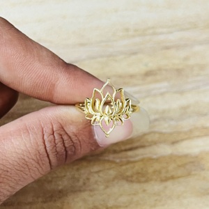 Luxury Design Lotus <b>Ring</b> Boho Brass <b>Rings</b> For Women 18k Gold Plated Floral <b>Statement</b> Jewelry Wholesale/OEM/ODM - Product Image 3