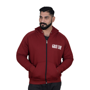 Sudadera con capucha de forro polar transpirable de algodón 100% de punto con cremallera OEM, de peso pesado para invierno, estilo urbano personalizado para hombre - Product Image 4