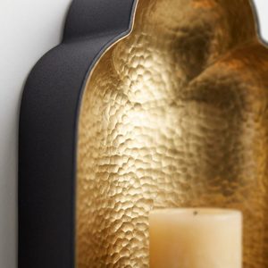 Handmade 24 cm Matte Black Brass Candle Lantern Hammered Reflector <b>Wall</b> <b>Sconce</b> for Home Decor Hotels and Weddings - Product Image 4