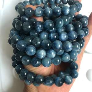 ลูกปัดหินไคยาไนต์ธรรมชาติทรงกลมแบบร้อยเส้นสำหรับทำเครื่องประดับ DIY สร้อยข้อมือ สร้อยคอ งานฝีมือ - Product Image 6