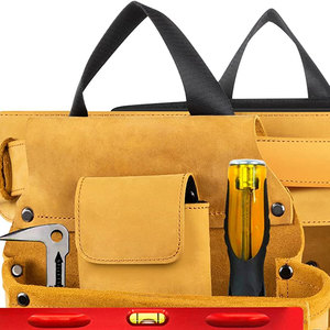 Heavy Duty Tool <b>Belt</b> with Multiple Pockets Adjustable Straps <b>Tan</b> Color Durable <b>Waist</b> Bag for Construction Workers - Product Image 4