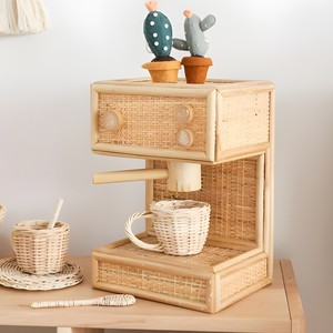 Juguetes de cocina de rol para niños pequeños, cafetera de ratán en miniatura, juguete interactivo para niños - Product Image 2