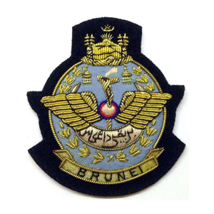 Premium Quality Durable Bullion Patches BRUNEI ROYAL <b>HAT</b> Bullion Badge Flying Shape Bullion Wire Hand Embroidery Canvas Patch - Product Image 6