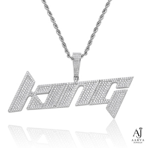 จี้ตัวอักษรแบบกำหนดเองประดับเพชรโมอิสซาไนต์ สร้อยคอชุบทองแบบ Cuban Link สำหรับผู้ชายและผู้หญิง ใส่ไปงานปาร์ตี้ - Product Image 6