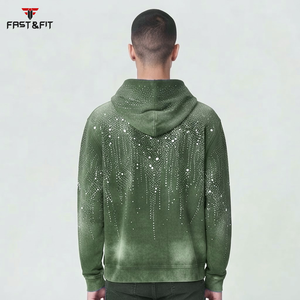 2026 Best Sale Heavyweight High Quality <b>Plain</b> Custom Unisex Men's Winter 100% Cotton Sport Wear Rhinestone <b>Hoodies</b> - Product Image 5