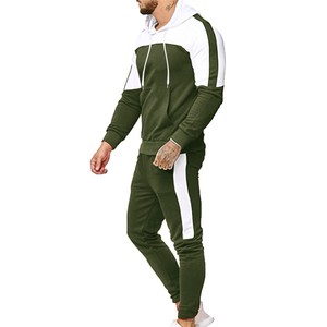 Ensemble de survêtement décontracté pour homme, vert et blanc, avec sweat à capuche et pantalon de jogging à manches longues, respirant, design uni, idéal pour l'automne - Product Image 5