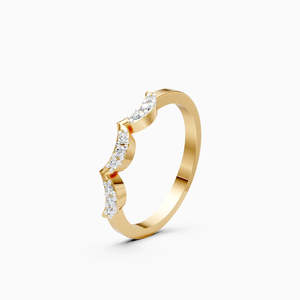 Daily Wear Lab Grown Diamond Scalloped Wave Diamond Band 0.078 Ct Everyday Ring In 9K Yellow White And Rose Gold - Product Image 2