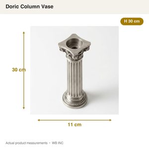 Vase colonne dorique artisanal de 30 cm en métal argenté satiné brossé, vase à fleurs en acier inoxydable pour la décoration de la maison, les hôtels, les mariages, les tables - Product Image 5