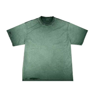 เสื้อยืดคอตตอนถัก 100% ล้างสีแบบแอซิดวอช ขายดี ผลิตจากโรงงานโดยตรง รับผลิตแบบ OEM ออกแบบสำหรับกิจกรรมกลางแจ้ง - Product Image 1