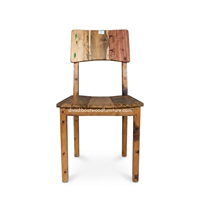 Chaise de salle à manger rustique artisanale DIVADI DC Krisma, dossier en bois de bateau recyclé de haute qualité, écologique, durable, pour l'intérieur