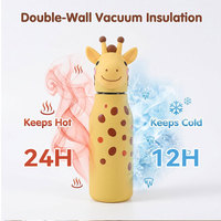 Venta al por Mayor de Termos Personalizados para Niños, Botellas de Agua con Aislamiento al Vacío de 200 ml y 350 ml con Tapa de Silicona con Diseño de Animales para Regalos