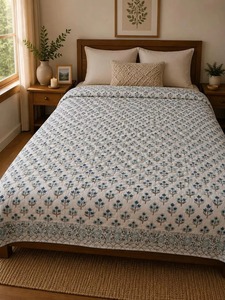 Colcha de Algodón con Estampado a Mano Indio al por Mayor, Colcha Ligera de Tamaño King Size Jaipuri Razai - Product Image 4