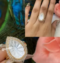 Anillo Kundan especial de boda para mujer, belleza de brillo de espejo en latón para uso tradicional para mujeres para fiestas de bodas - Product Image 2