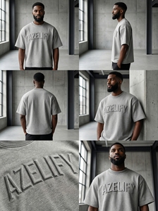 T-shirt pour homme en coton 100% lourd, écologique, anti-rides, à séchage rapide et respirant, coupe ample et oversize, manches courtes - Product Image 5