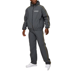 Wholesale 100% Polyester Jogging Tracksuit Men's <b>Zip</b>-<b>Up</b> <b>Jacket</b> Nylon Windbreaker Suit Custom Streetwear Plus Size Winter Sets - Product Image 6