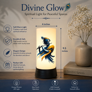Divine Glow Krishna LED Table Lamp Spiritual <b>Night</b> <b>Light</b> Home Temple Bedroom Meditation Decor <b>USB</b> Powered Gift 9.5 Inch Acrylic - Product Image 5