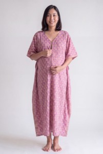 Vestido Kaftán de Maternidad con Estampado de Bloques para Mujer, Vestido Maxi Holgado Estilo Boho para Embarazo y Lactancia, Precio al por Mayor - Product Image 1