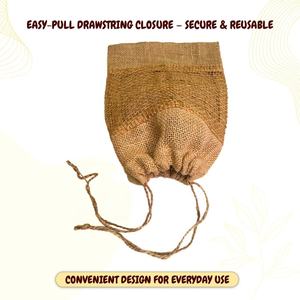 Sac en filet biodégradable en jute naturel avec cordon de serrage, 38x28 cm, réutilisable, 5 KG, sac écologique pour l'épicerie, pour transporter des fruits et légumes frais - Product Image 4