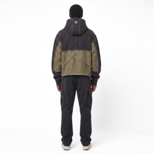 <b>Men's</b> Oversized Hooded Pullover Black Cotton French Terry Heavyweight Breathable Front Pocket Casual Autumn Wear - Product Image 2