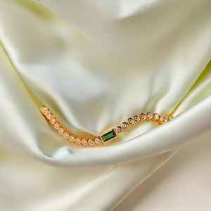 Emerald Baguette Tennis <b>Bracelet</b> Bezel 925 Sterling Silver <b>14K</b> Rose <b>Gold</b> Plated Luxury Vintage Gemstone Jewelry Women Wholesale - Product Image 2