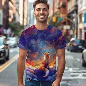T-shirt à manches courtes pour homme, col rond, imprimé graphique tête d'ours Cloud City, coupe ample, style streetwear décontracté, 100% coton tricoté - Product Image 3